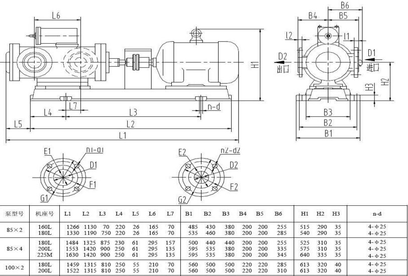 遠東3GR100×2W21三螺桿泵安裝尺寸圖 遠東3GR100×2W21三螺桿泵安裝尺寸圖