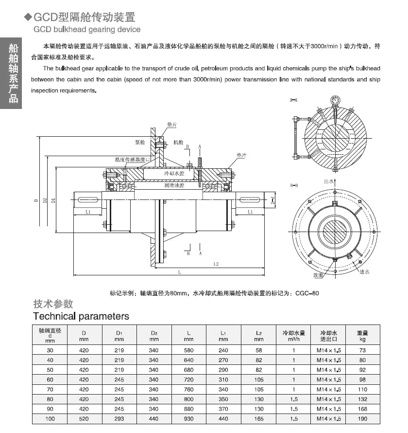 GCD型船用隔艙傳動裝置